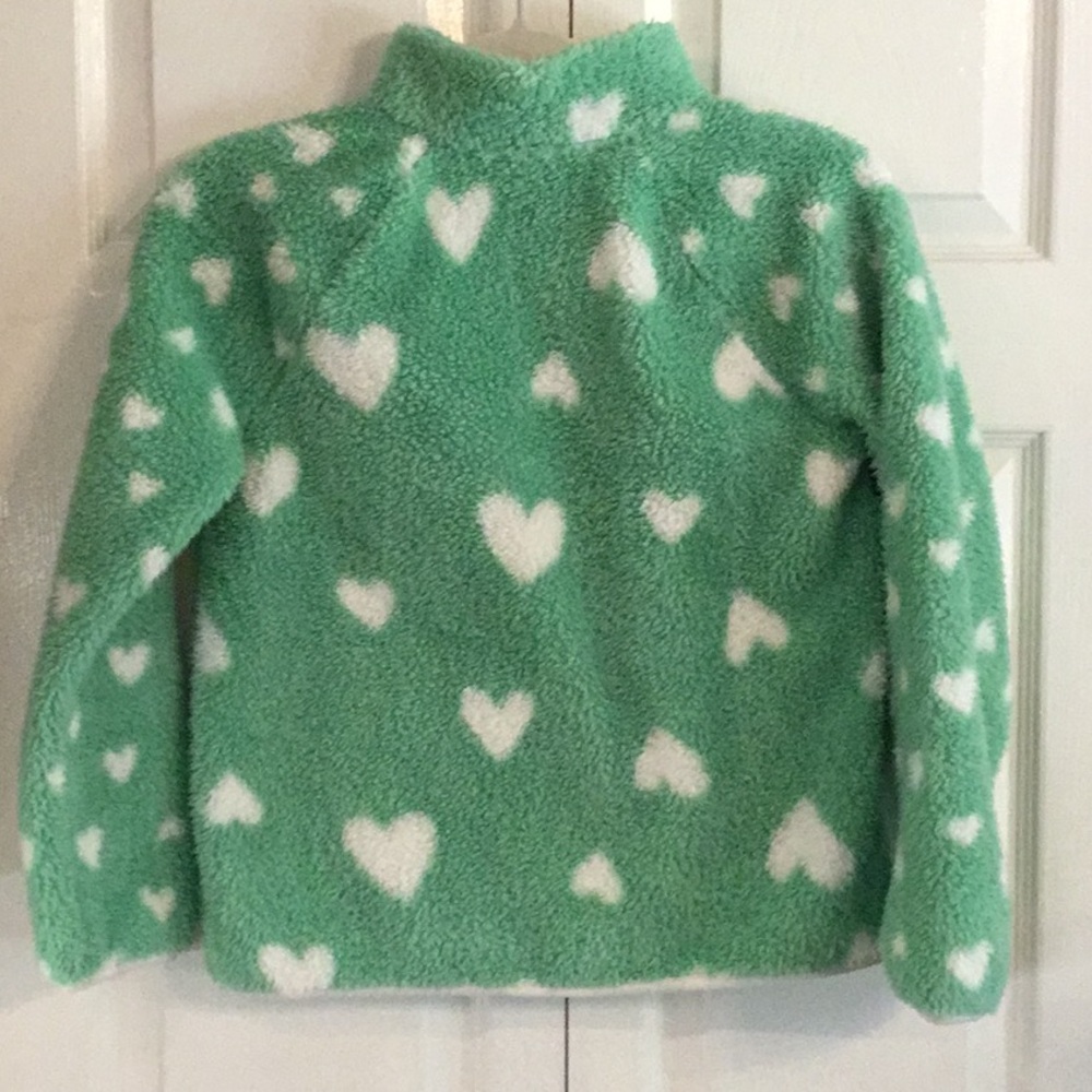 Cat & Jack Girls Mint Green Heart Fleece - Picture 6 of 7